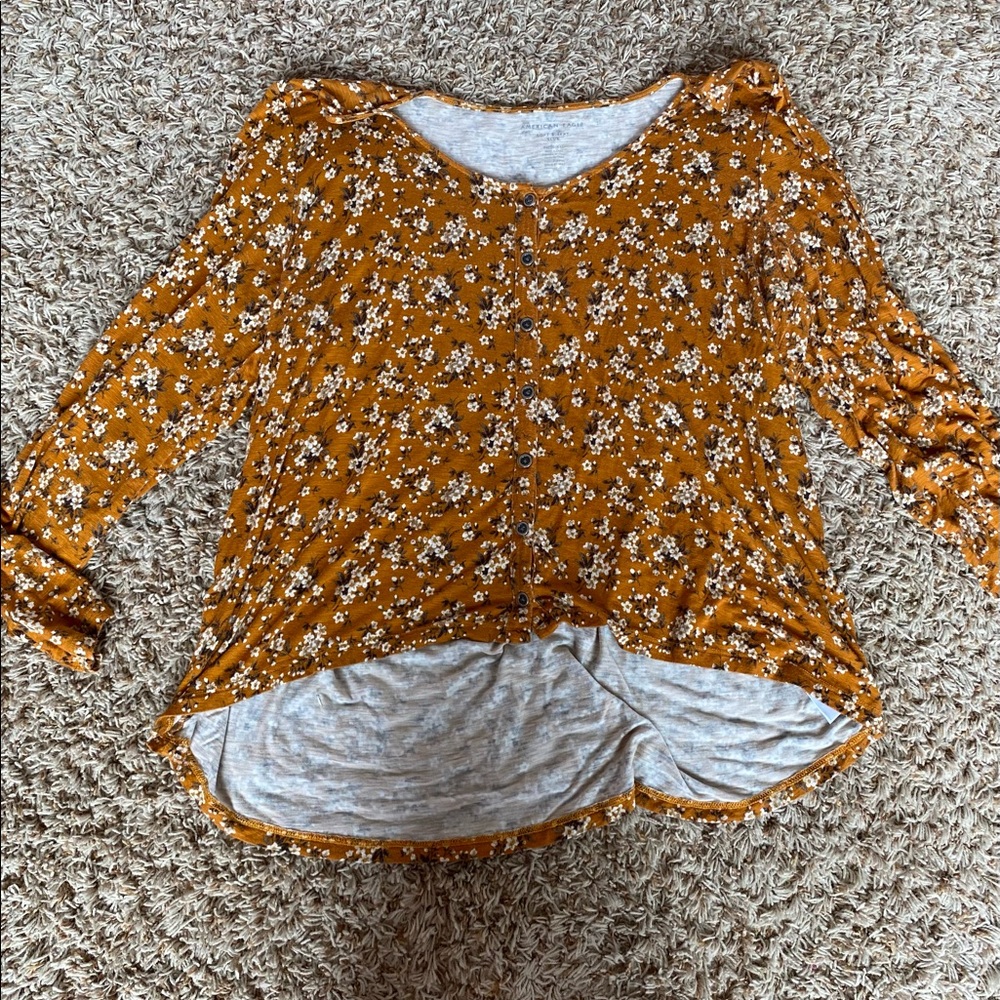 AE Orange Floral Blouse